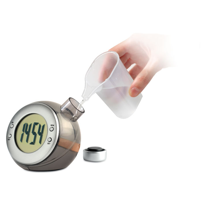 Horloge à eau personnalisable - Droppy silver mate